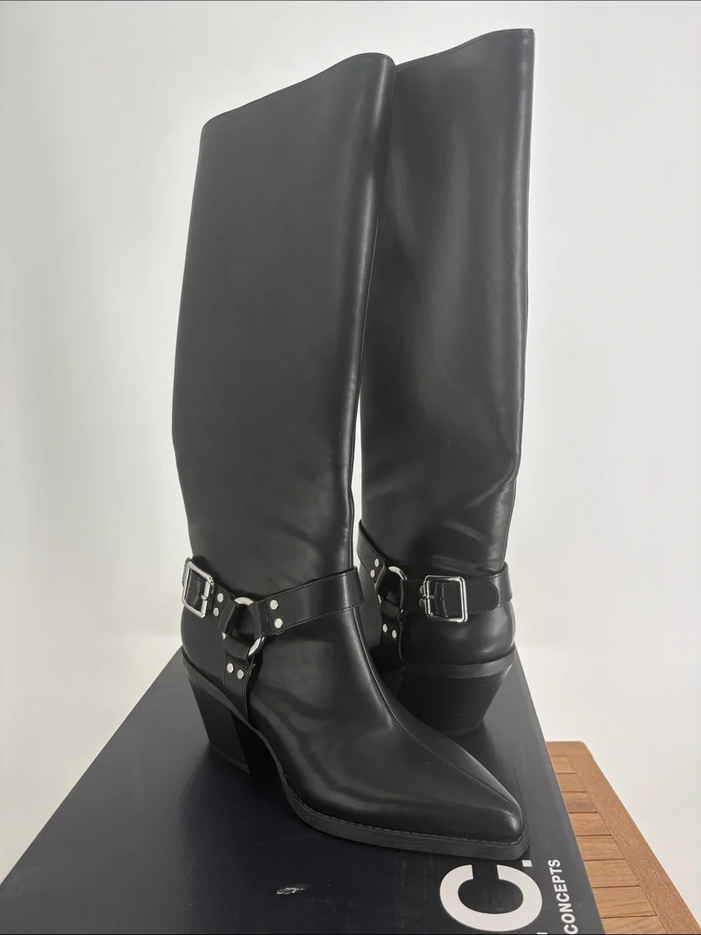 New INC International Concepts Black Over-the-Knee Pointed JAMEAP Boots size 7M